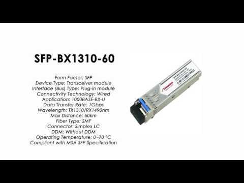 SFP-BX1310-60  |  ZyXEL Compatible 1000BASE-BX-U SFP Tx1310nm/Rx1490nm 60km