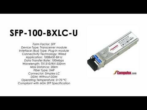 SFP-100-BXLC-U  |  Alcatel Compatible 100Base-BX Tx1310nm/Rx1550nm 20km SFP