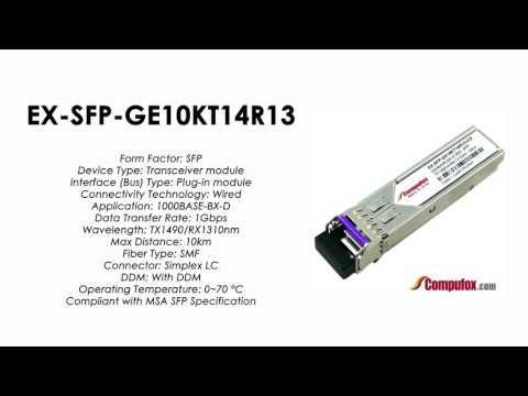 EX-SFP-GE10KT14R13   |  Juniper Compatible 1000BASE-BX SFP Tx1490nm/Rx1310nm 10km