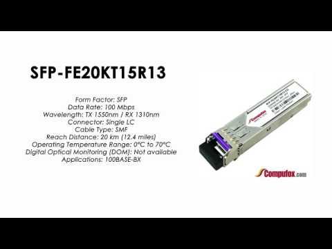 SFP-FE20KT15R13  |  Juniper Compatible 100BASE-BX SFP FE Tx1550nm/Rx1310nm 20km