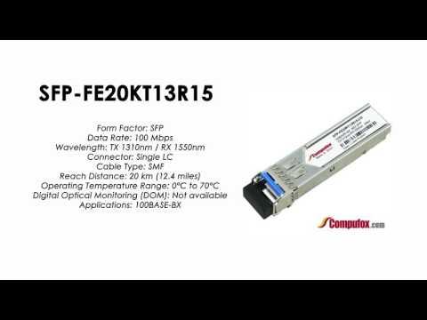 SFP-FE20KT13R15  |  Juniper Compatible 100BASE-BX SFP FE Tx1310nm/Rx1550nm 20km