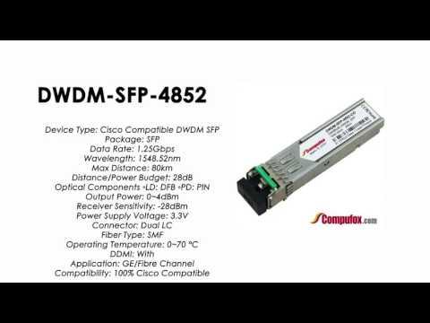 DWDM-SFP-4852  |  Cisco Compatible 1000BASE-DWDM SFP 1548.52nm 80km