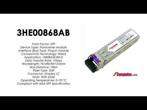 3HE00868AB  |  Alcatel Compatible 1000Base-BX-D Tx1490nm/Rx1310nm 10km SFP
