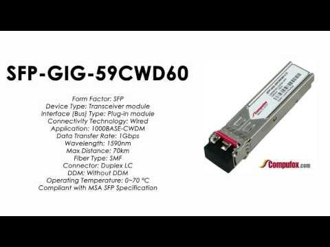 SFP-GIG-59CWD60  |  Alcatel Compatible 1000BASE-CWDM 1590nm 70km SFP