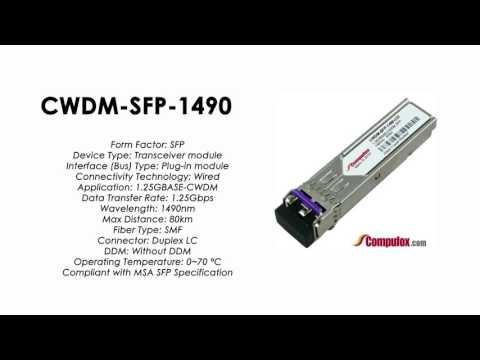 CWDM-SFP-1490  |  Cisco Compatible 1.25Gbps CWDM SFP Module, 1490nm, 80km