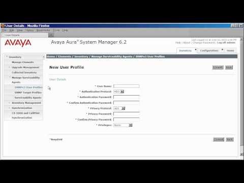 Configuring System Manager/Session Manager 6.2 To Send SNMPv3 Traps To The System Manager UI