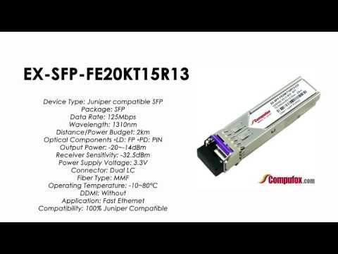 EX-SFP-FE20KT15R13  | Juniper Compatible 100BASE-BX SFP Tx1550nm/Rx1310nm 20km