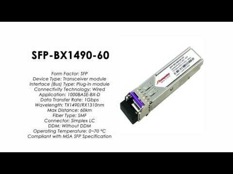 SFP-BX1490-60  |  ZyXEL Compatible 1000BASE-BX-U SFP Tx1490nm/Rx1310nm 60km