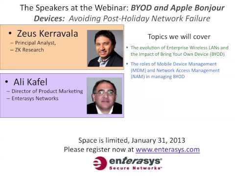 Sign Up For Enterasys BYOD And Apple Bonjour Devices Webinar - January 31, 2013