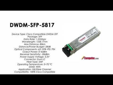 DWDM-SFP-5817  |  Cisco Compatible 1000BASE-DWDM SFP 1558.17nm 80km