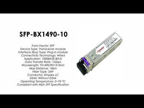 SFP-BX1490-10  |  ZyXEL Compatible 1000BASE-BX-U SFP Tx1490nm/Rx1310nm 10km