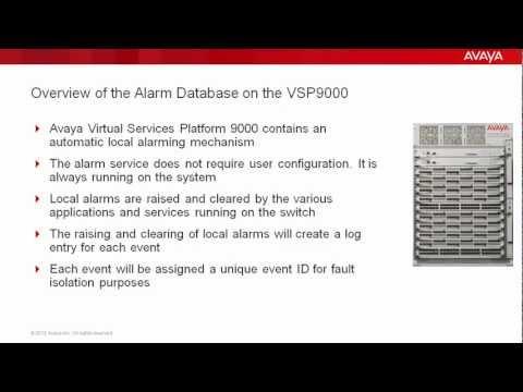 Viewing The Alarm Database On The Avaya VSP9000