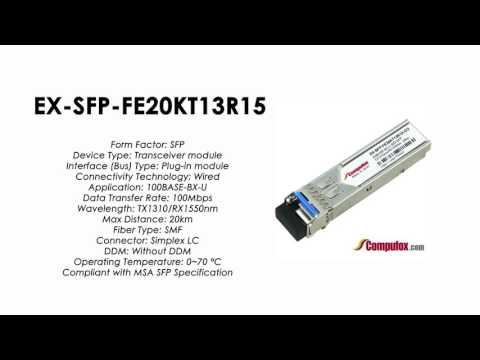 EX-SFP-FE20KT13R15  | Juniper Compatible 100BASE-BX SFP Tx1310nm/Rx1550nm 20km