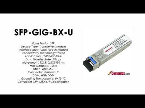 SFP-GIG-BX-U  |  Alcatel Compatible 1000BaseBX Tx1310nm/Rx1490nm 10km SFP