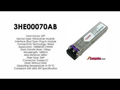 3HE00070AB  |  Alcatel Compatible 1000Base-CWDM 1490nm 60km SFP