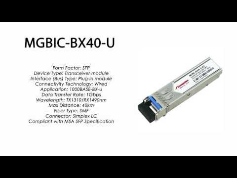 MGBIC-BX40-U  |  Enterasys Compatible 1000BASE-BXU SFP 1310nmTx/1490nmRx 40km