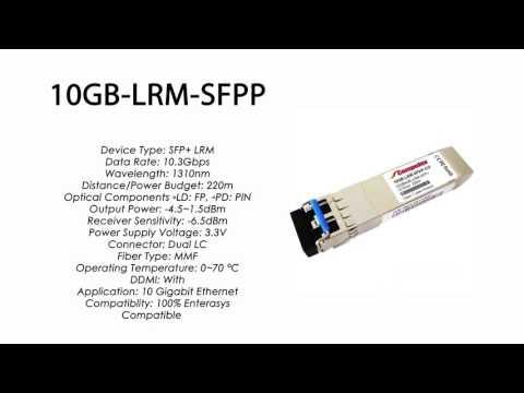 10GB-LRM-SFPP  |  Enterasys Compatible 10GBASE-LRM  SFP+ 1310nm 220m MMF