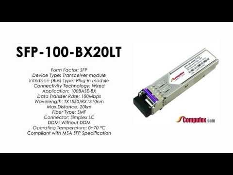 SFP-100-BX20LT  |  Alcatel Compatible 100BaseBX Tx1550nm/Rx1310nm 20km SFP