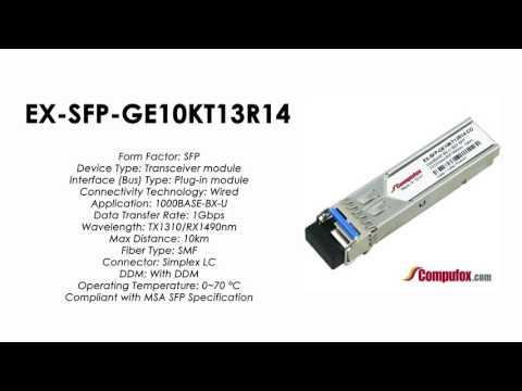 EX-SFP-GE10KT13R14  |  Juniper Compatible 1000BASE-BX SFP Tx1310nm/Rx1490nm 10km