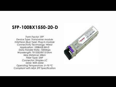 SFP-100BX1550-20-D  |  ZyXEL Compatible 100BASE-BX-D SFP Tx1550nm/Rx1310nm 20km SMF DDM