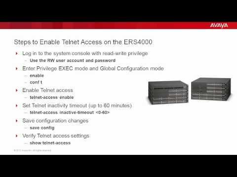 How To Enable Telnet Access On The Avaya ERS4000