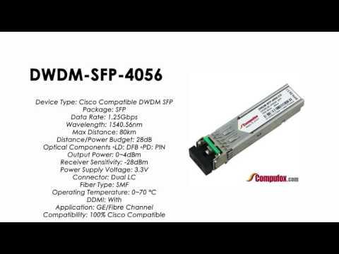 DWDM-SFP-4056  |  Cisco Compatible 1000BASE-DWDM SFP 1540.56nm 80km