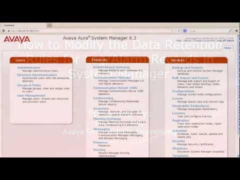 How To Modify Data Retention Rules For Log-Alarm Records In Avaya System Manager
