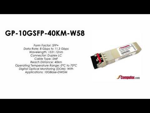 GP-10GSFP-40KM-W58  |  Force10 Compatible 10GBase-DWDM SFP+ 1531.12nm 40km SMF