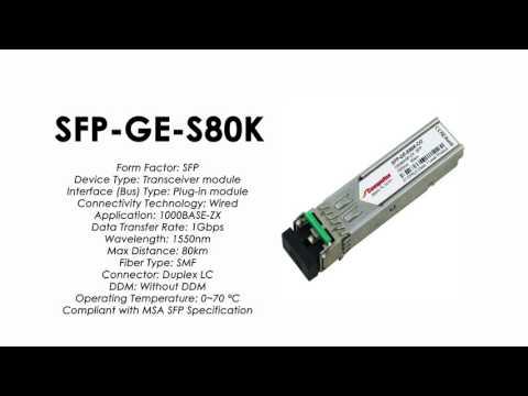 SFP-GE-S80K  |  ZTE Compatible 1000Base-ZX SFP SMF 80km 1550nm
