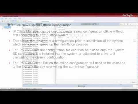 Avaya IP Office New System Offline Configuration