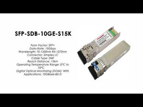 SFP-SDB-10GE-S15K  |  ZTE Compatible 10GBase-BX-D BIDI SFP+ Tx1330nm/Rx1270nm 15km