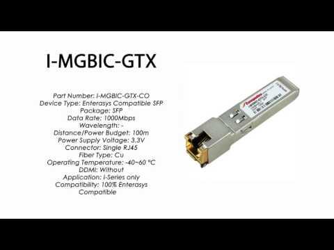 I-MGBIC-GTX  |  Enterasys Compatible 1000BASE-T RJ45 100m