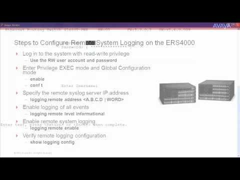 How To Configure Remote System Logging On The Avaya ERS4000