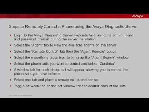 How To Remotely Control A Phone Using The Avaya Diagnostic Server