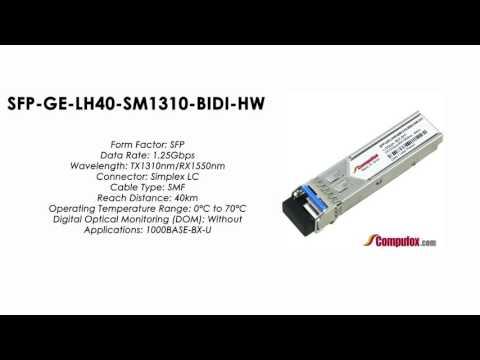 SFP-GE-LH40-SM1310-BIDI-HW  |  Huawei Compatible SFP 1000BASE-BXU Tx1310nm/Rx1550nm 40km