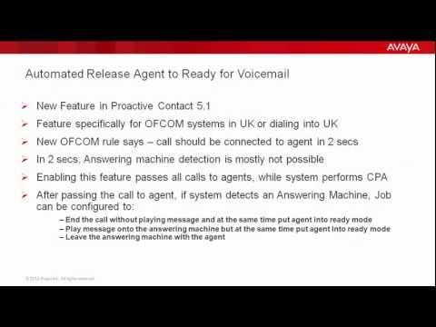 Automated Agent Release To Ready For Voicemail In Avaya Proactive Contact 5.1