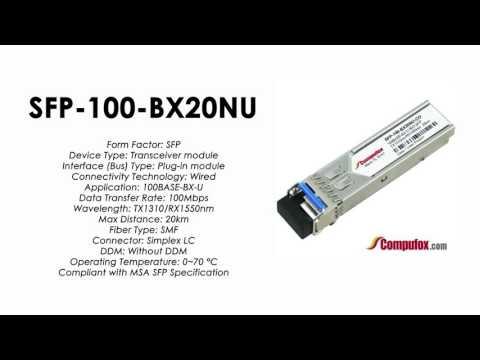 SFP-100-BX20NU  |  Alcatel Compatible  100BaseBX Tx1310nm/Rx1550nm 20km SFP