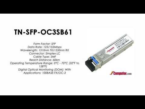 TN-SFP-OC3SB61  |  Transition Compatible 100BASE-FX/OC-3 BIDI SFP 1310nmTx/1550nmRx 60km