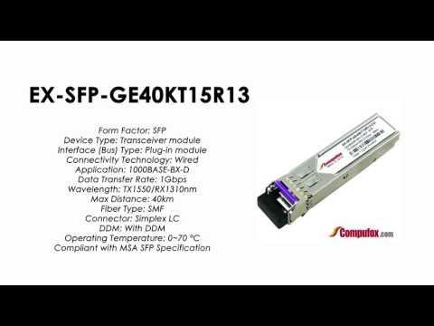 EX-SFP-GE40KT15R13    |  Juniper Compatible 1000BASE-BX SFP Tx1550nm/Rx1310nm 40km