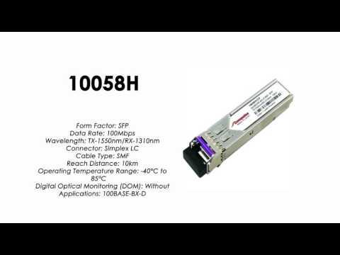 10058H  |  Extreme Networks Compatible 100BASE-BX-D SFP Tx1550/Rx1310nm 10km Industrial
