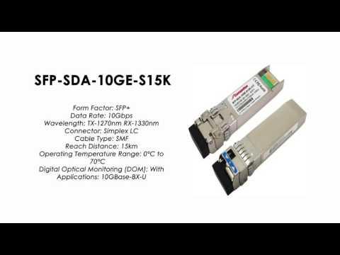 SFP-SDA-10GE-S15K  |  ZTE Compatible 10GBase-BX-U BIDI SFP+ Tx1270nm/Rx1330nm 15km
