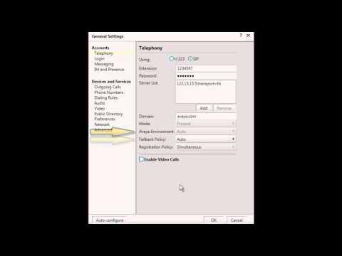 Avaya One-X Communicator SIP Configuration Settings