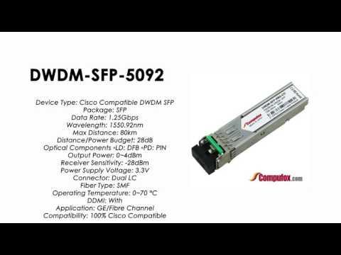 DWDM-SFP-5092  |  Cisco Compatible 1000BASE-DWDM SFP 1550.92nm 80km
