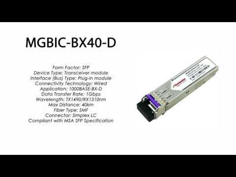 MGBIC-BX40-D  |  Enterasys Compatible 1000BASE-BXD SFP 1490nmTx/1310nmRx 40km