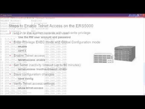 How To Enable Telnet Access On The Avaya ERS5000