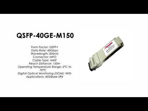 QSFP-40GE-M150  |  ZTE Compatible 40GBase-SR4 QSFP+, MMF, 850m, MPO, 150m