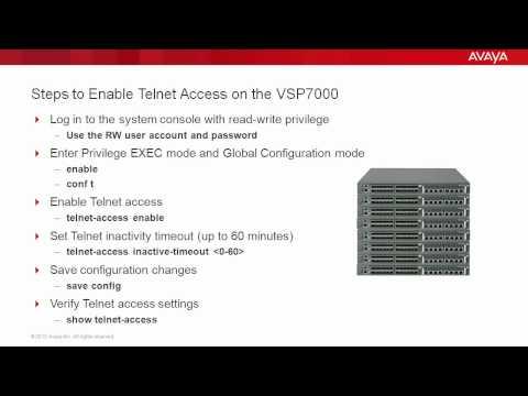 How To Enable Telnet Access On The Avaya VSP7000