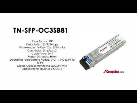 TN-SFP-OC3SB81  |  Transition Compatible 100BASE-FX/OC-3 BIDI SFP 1490nmTx/1550nmRx 80km