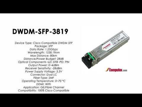 DWDM-SFP-3819  |  Cisco Compatible 1000BASE-DWDM SFP 1538.19nm 80km