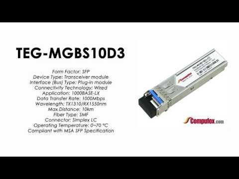 TEG-MGBS10D3  |  TRENDnet Compatible 1000Base-BX Tx1310nm/Rx1550nm 10km SFP